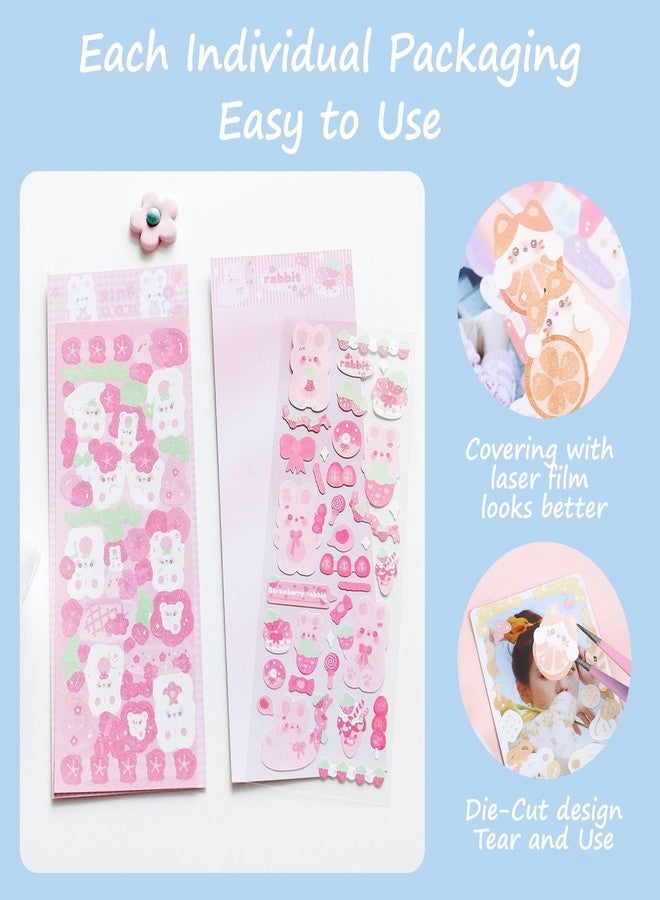 SIBLYMONA 12 Sheets Korean Deco Stickers Set with Photocard Confetti Polco Designs Featuring Cute Animal Rabbit Beer Themes for Scrapbooking Decorative Use (AnimalCarnival) - Image 5